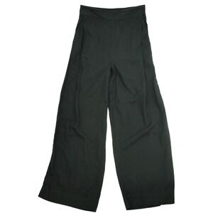 Madewell Black Linen Blend Wide Leg Pants Womens 0 High Rise Pull On Pockets
